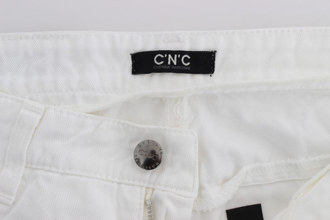 Costume National White Cotton Slim Fit Denim Bootcut Jeans Costume National