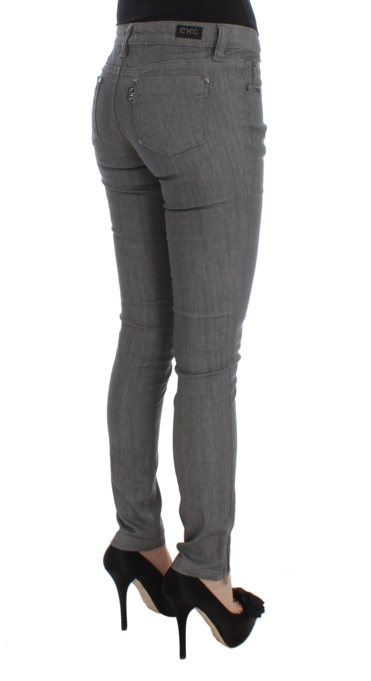 Costume National Gray Cotton Blend Slim Fit Jeans Costume National