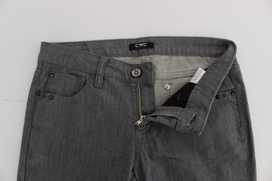Costume National Gray Cotton Blend Slim Fit Jeans Costume National