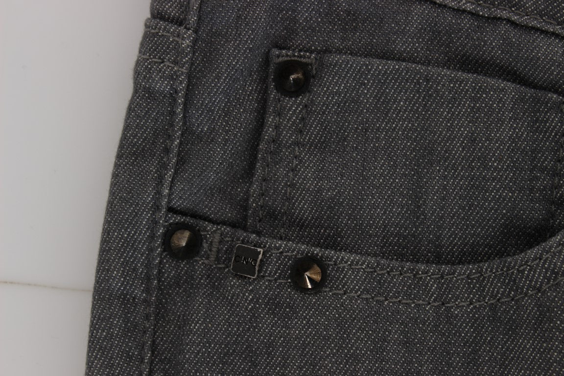 Costume National Gray Cotton Blend Slim Fit Jeans Costume National