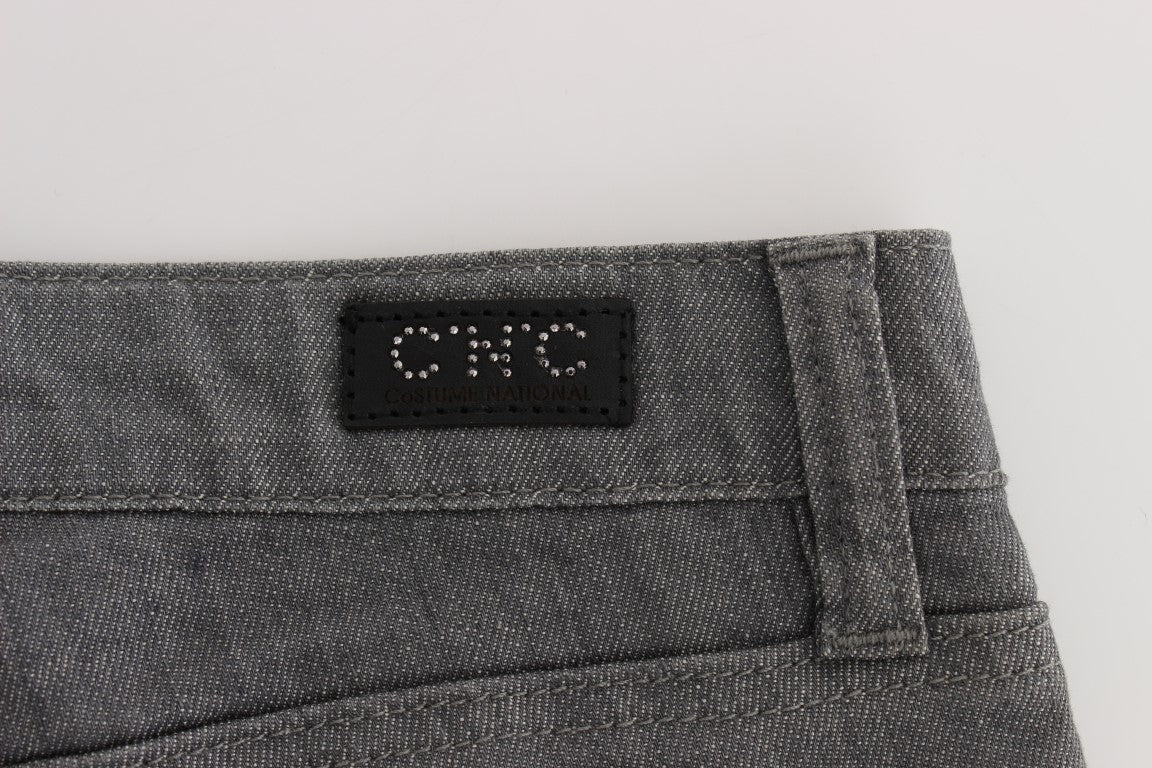 Costume National Gray Cotton Blend Slim Fit Jeans Costume National