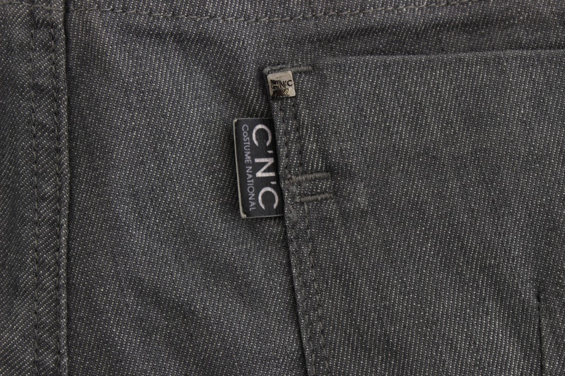 Costume National Gray Cotton Blend Slim Fit Jeans Costume National