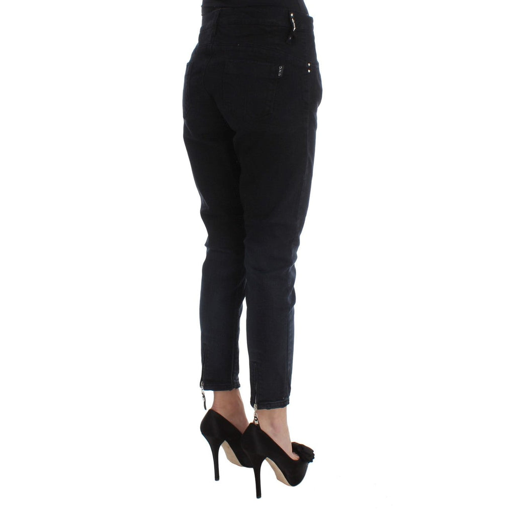 Costume National Black Cotton Slim Fit Cropped Jeans
