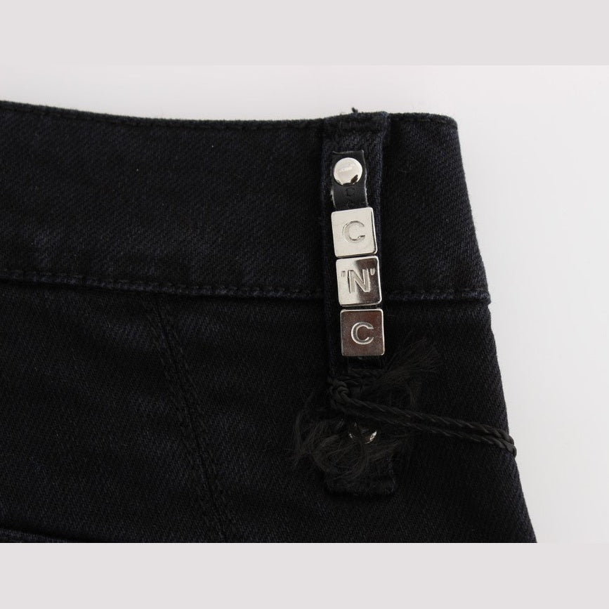 Costume National Black Cotton Slim Fit Cropped Jeans