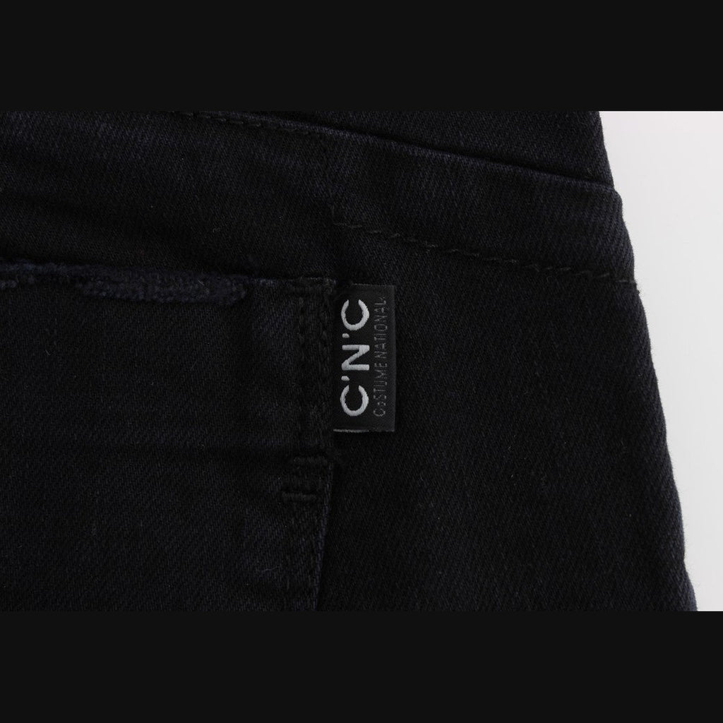 Costume National Black Cotton Slim Fit Cropped Jeans