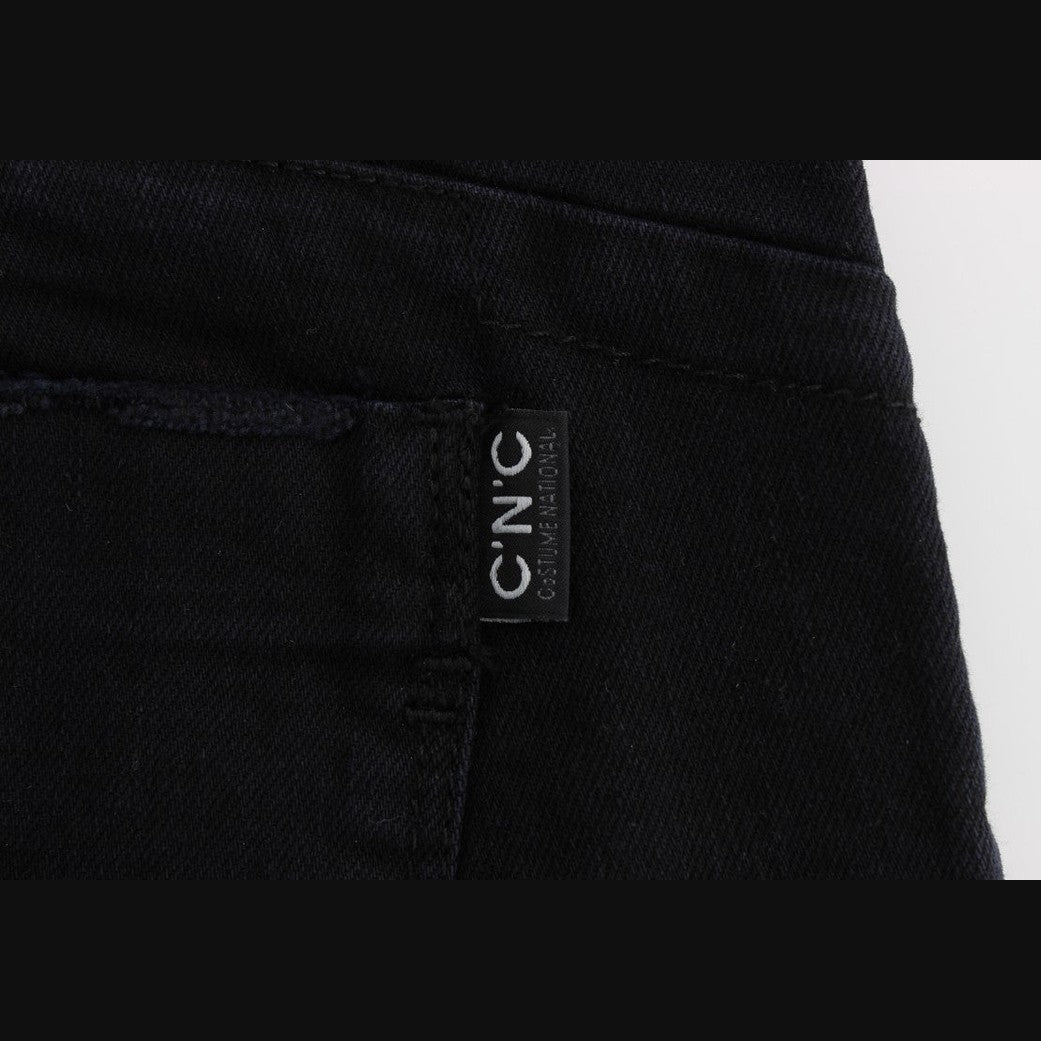 Costume National Black Cotton Slim Fit Cropped Jeans