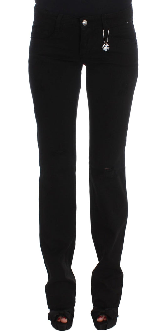 Costume National Black Cotton Slim Fit Bootcut Jeans Costume National