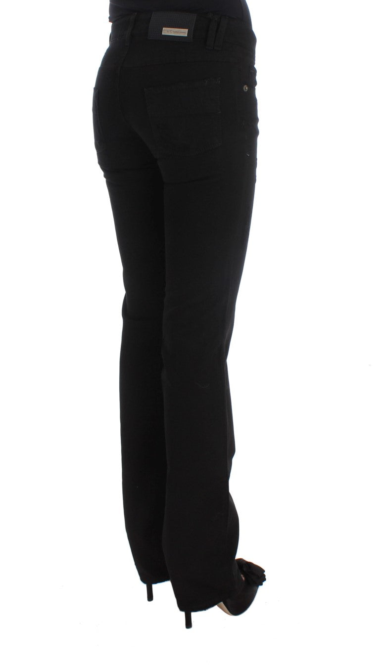 Costume National Black Cotton Slim Fit Bootcut Jeans Costume National