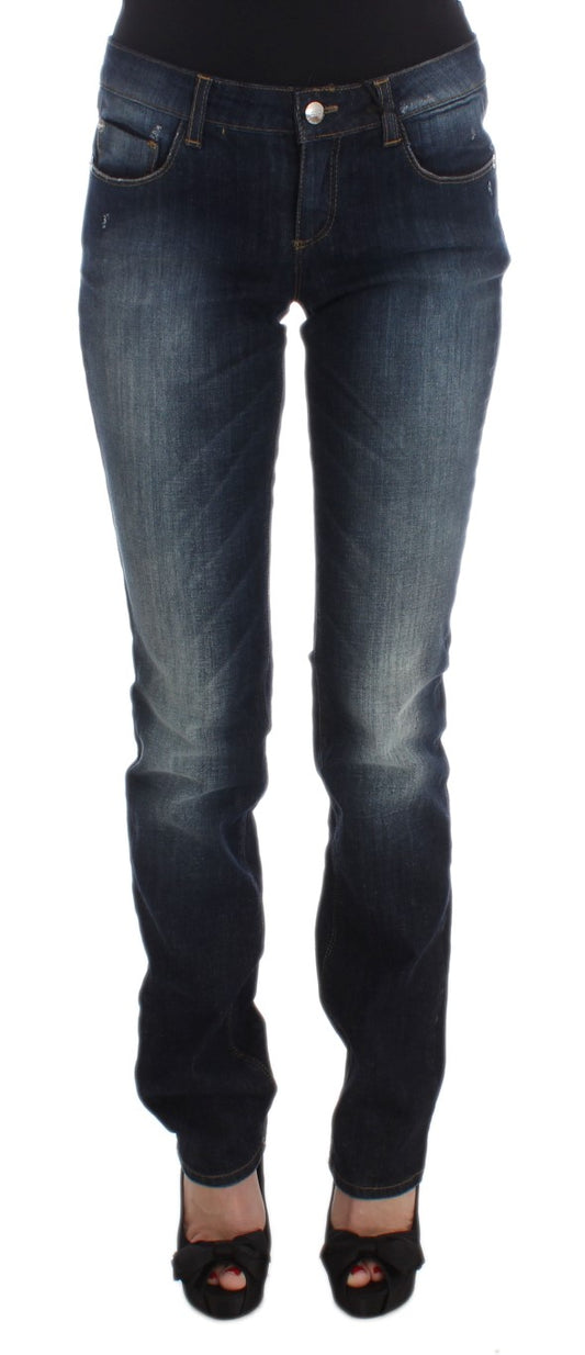 Costume National Blue Cotton Slim Fit Bootcut Jeans Costume National