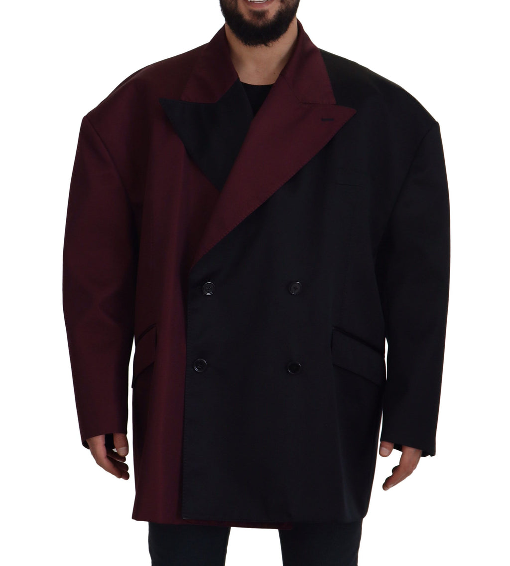 Dolce & Gabbana Bordeaux Polyester Double Breasted Jacket - Eljoys Fashion 