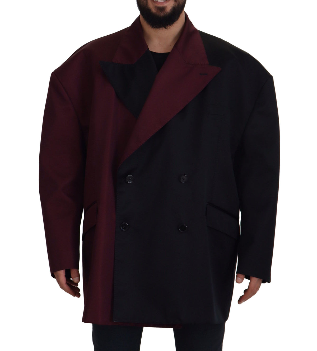 Dolce & Gabbana Bordeaux Polyester Double Breasted Jacket - Eljoys Fashion 