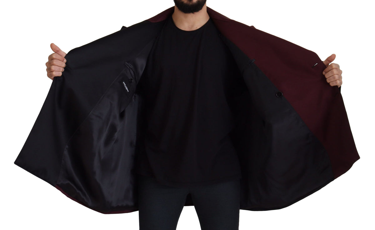 Dolce & Gabbana Bordeaux Polyester Double Breasted Jacket - Eljoys Fashion 