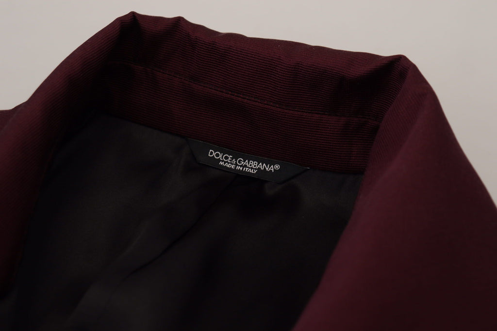 Dolce & Gabbana Bordeaux Polyester Double Breasted Jacket - Eljoys Fashion 