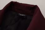 Dolce & Gabbana Bordeaux Polyester Double Breasted Jacket - Eljoys Fashion 