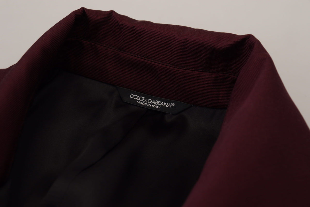 Dolce & Gabbana Bordeaux Polyester Double Breasted Jacket - Eljoys Fashion 