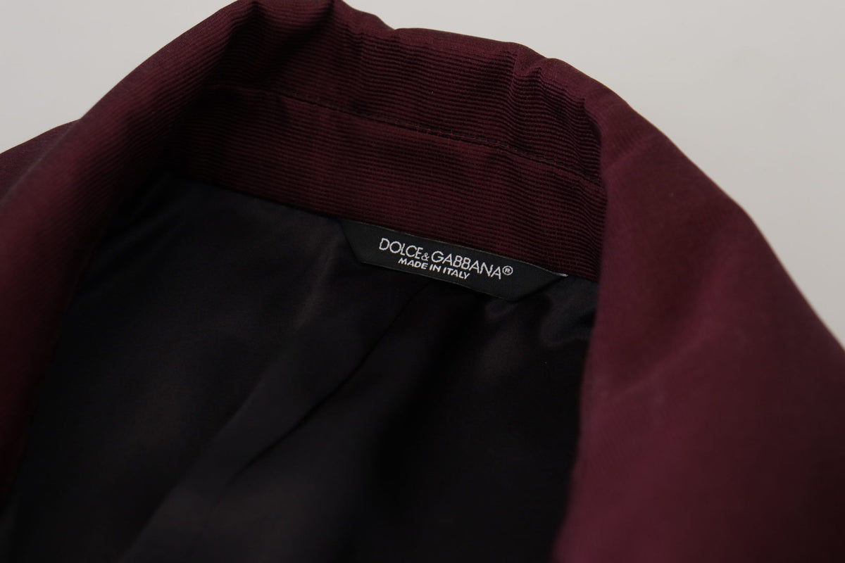 Dolce & Gabbana Bordeaux Polyester Double Breasted Jacket - Eljoys Fashion 