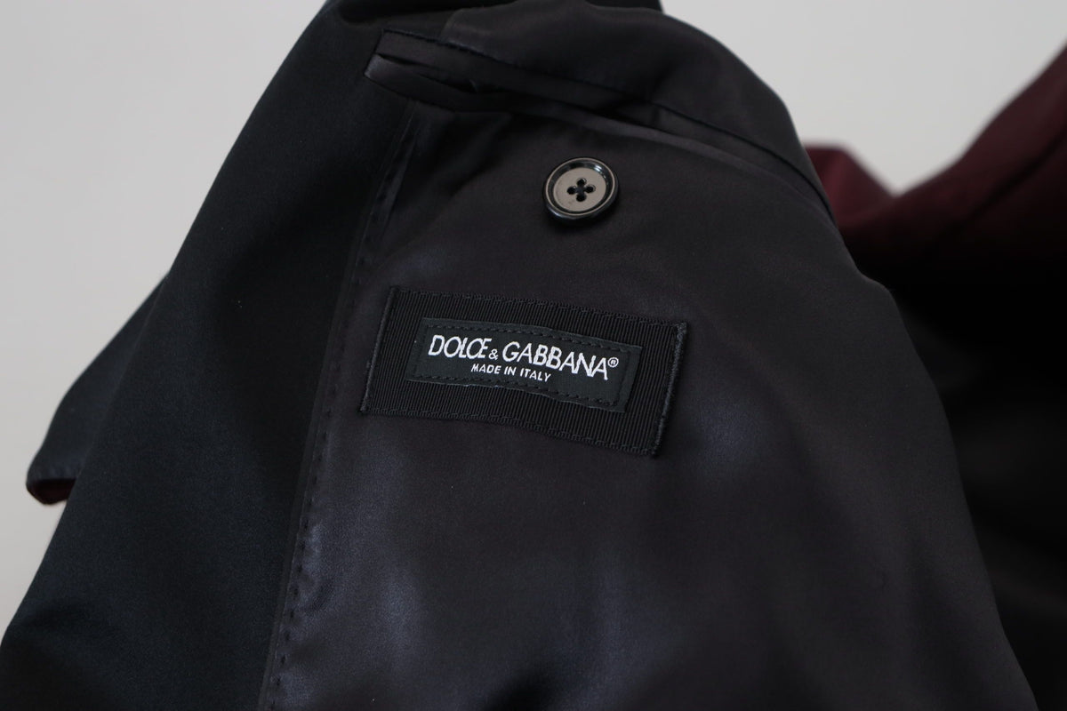 Dolce & Gabbana Bordeaux Polyester Double Breasted Jacket - Eljoys Fashion 