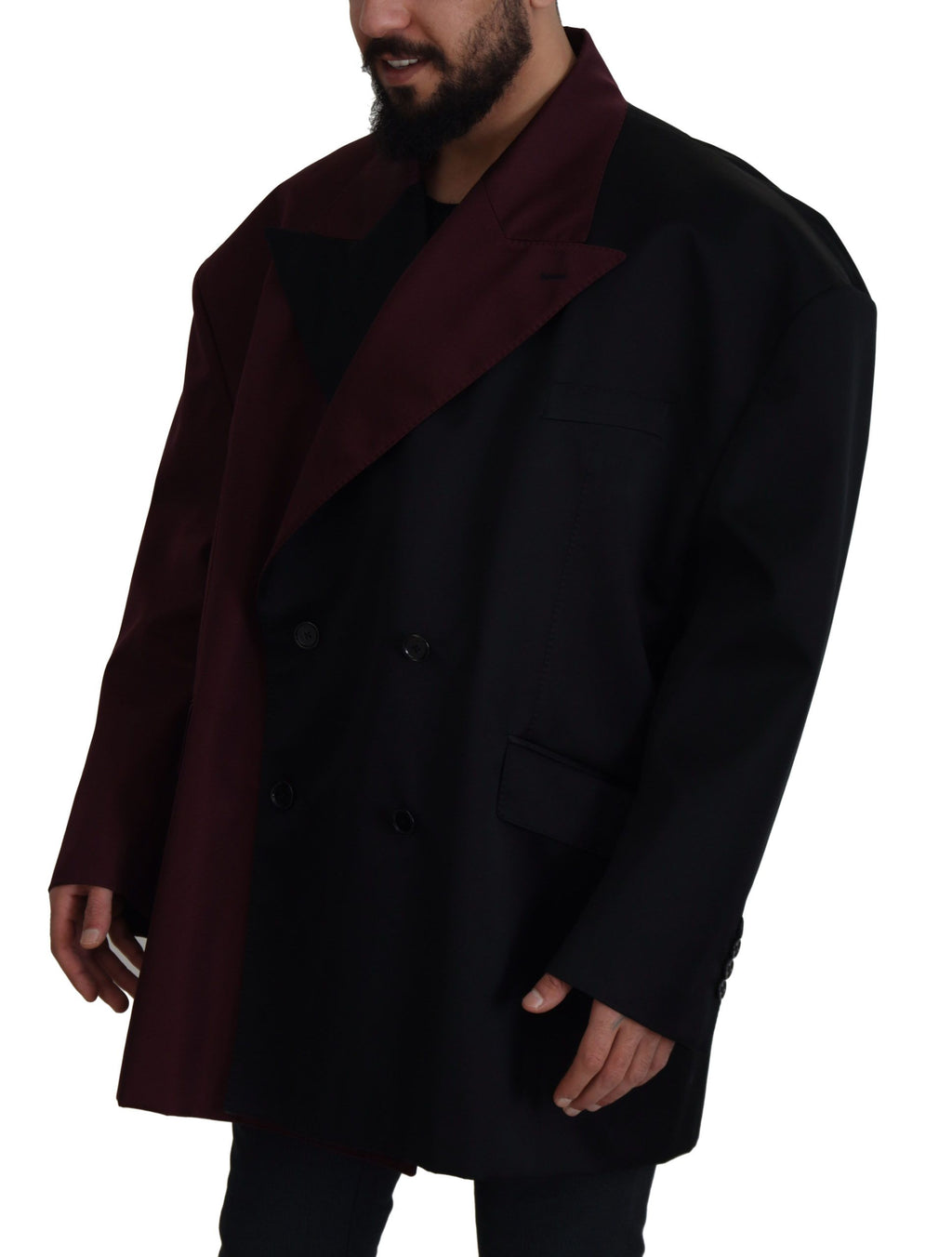 Dolce & Gabbana Bordeaux Polyester Double Breasted Jacket - Eljoys Fashion 