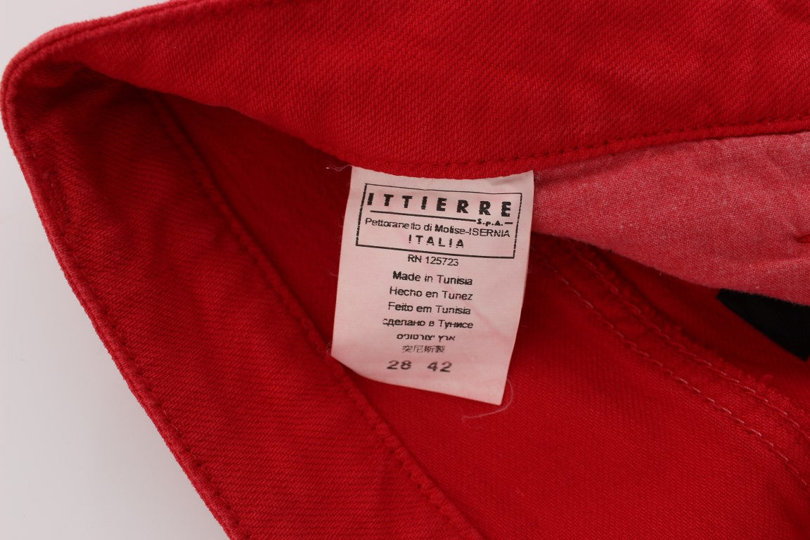 Costume National Red Cotton Blend Super Slim Fit Jeans Costume National