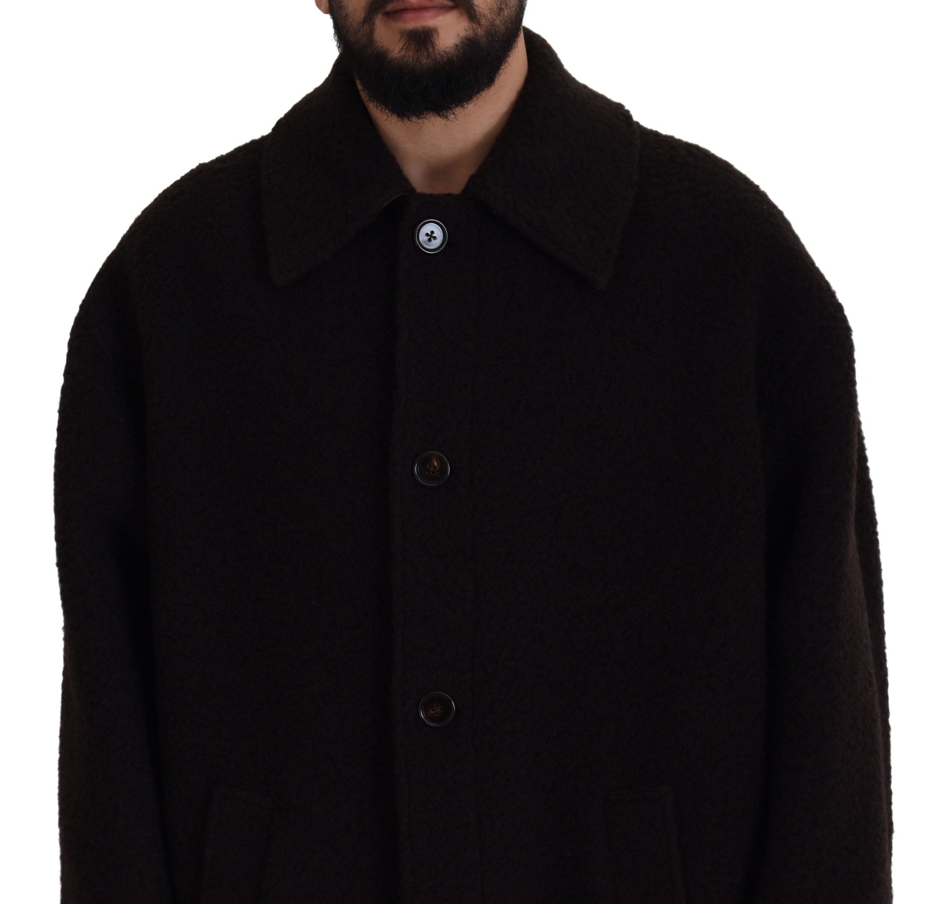 Dolce & Gabbana Black Alpaca Button Down Trench Coat Jacket Dolce & Gabbana