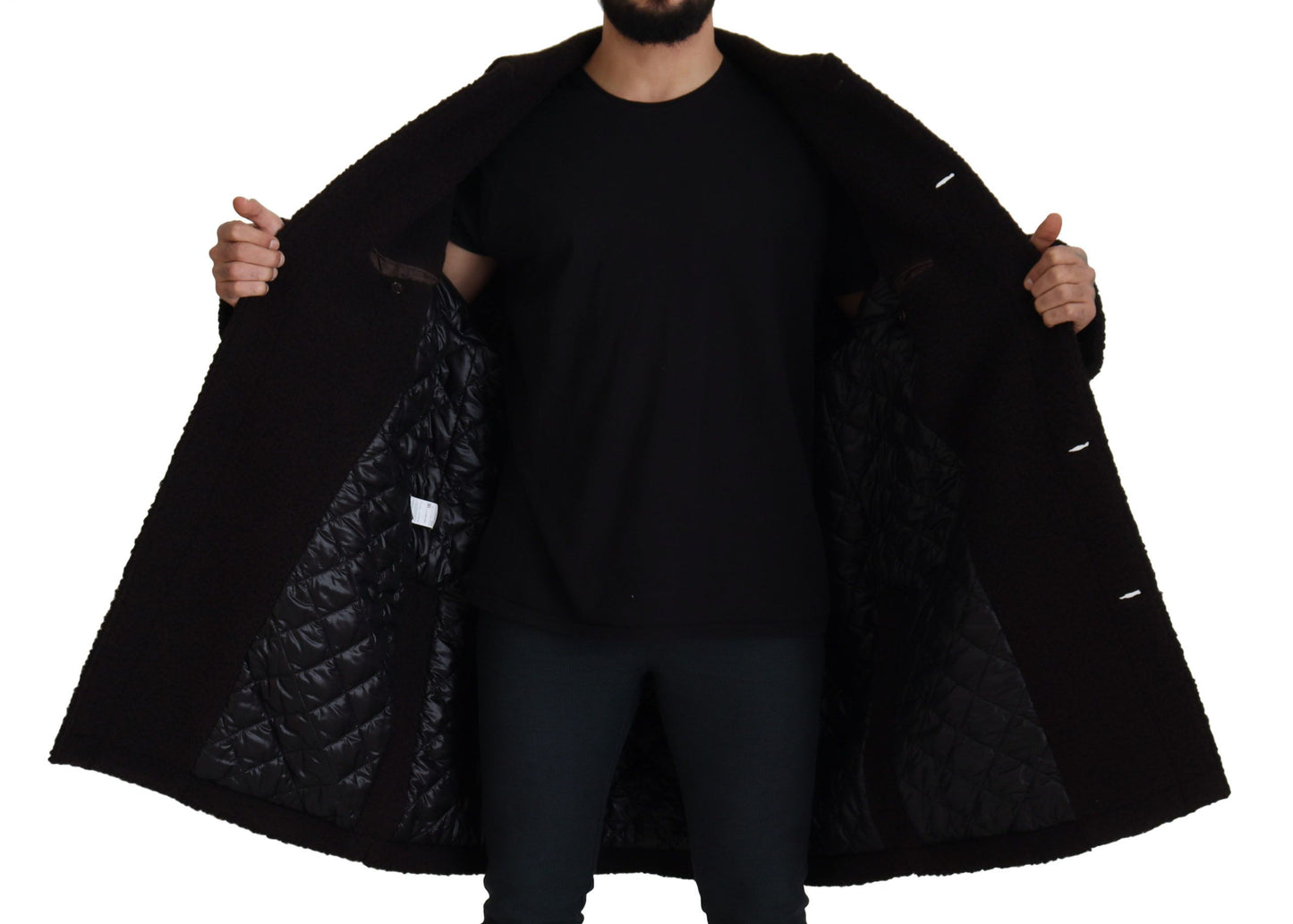 Dolce & Gabbana Black Alpaca Button Down Trench Coat Jacket Dolce & Gabbana