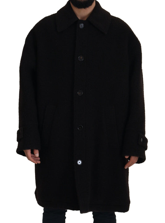 Dolce & Gabbana Black Alpaca Button Down Trench Coat Jacket Dolce & Gabbana