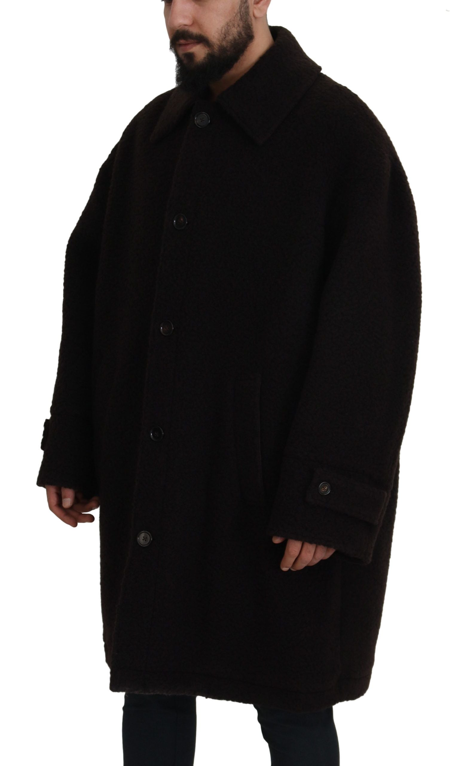 Dolce & Gabbana Black Alpaca Button Down Trench Coat Jacket Dolce & Gabbana