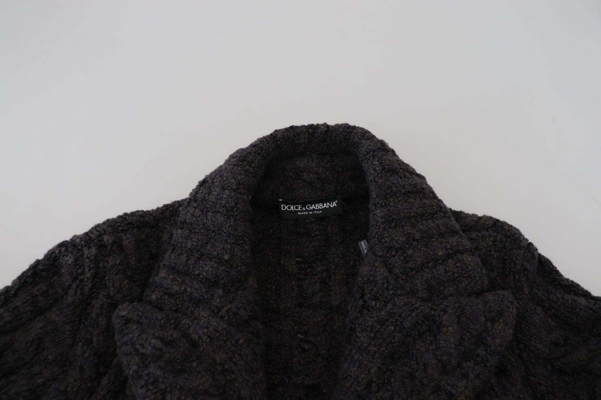 Dolce & Gabbana Black Wool Knit Double Breasted Coat Jacket Dolce & Gabbana