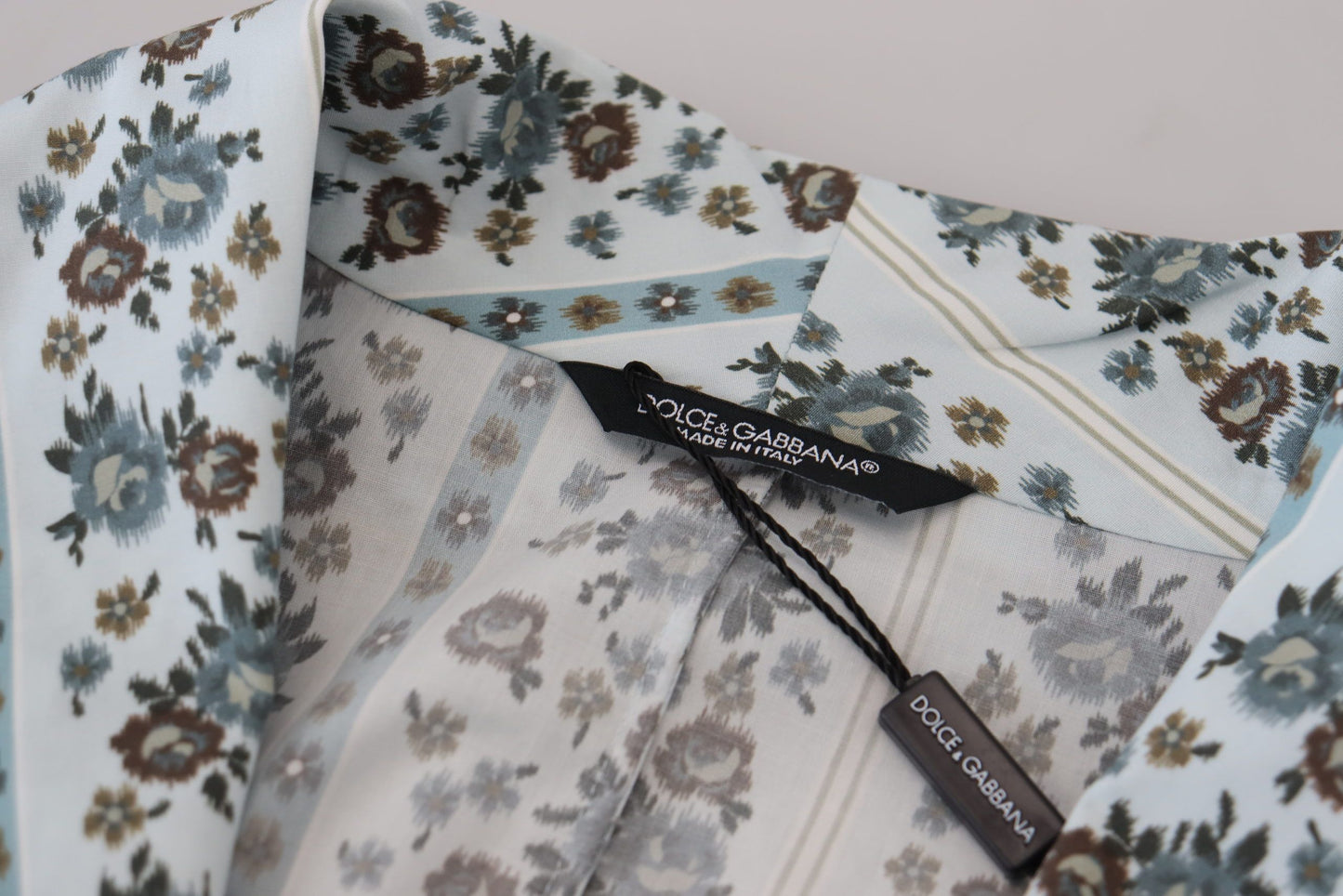 Dolce & Gabbana Blue Floral Cotton Robe Coat Jacket Dolce & Gabbana