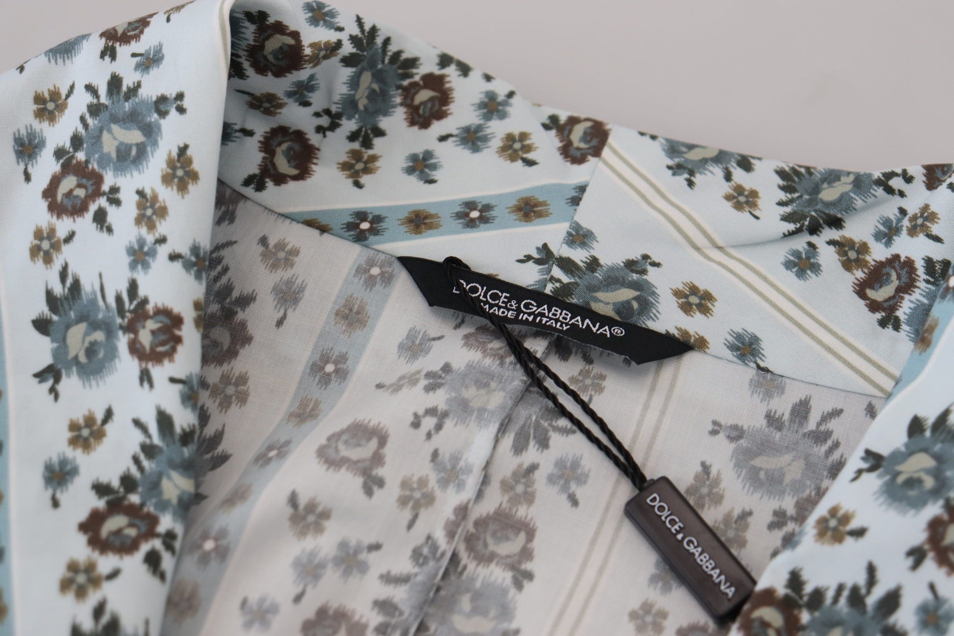 Dolce & Gabbana Blue Floral Cotton Robe Coat Jacket Dolce & Gabbana