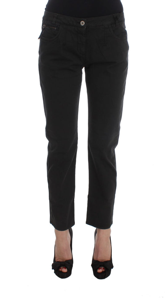 Costume National Black Cotton Capri Cropped Denim Jeans Costume National