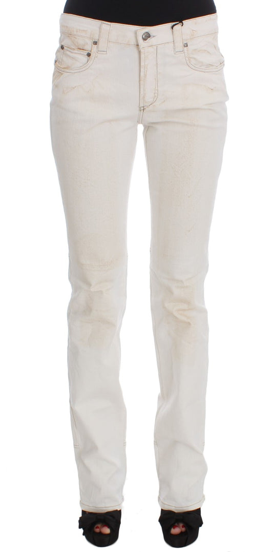 Costume National White Cotton Slim Fit Bootcut Jeans Costume National