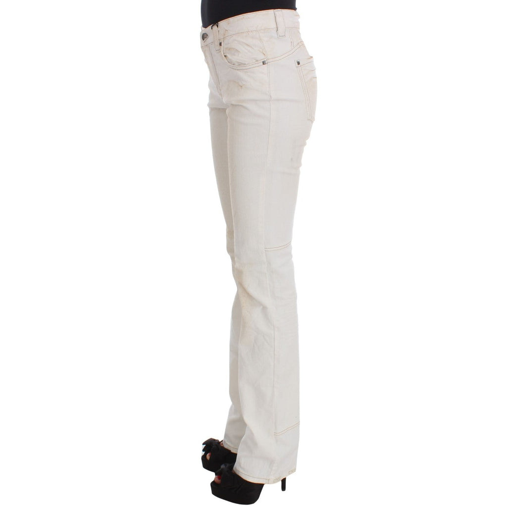 Costume National White Cotton Slim Fit Bootcut Jeans