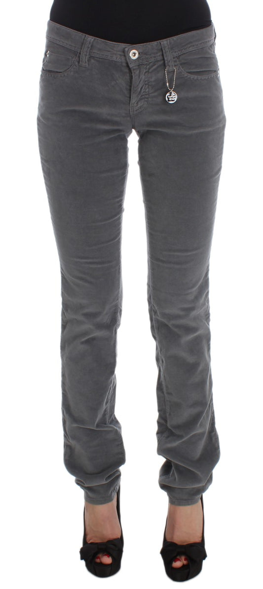 Costume National Gray Cotton Super Slim Corduroys Jeans Costume National
