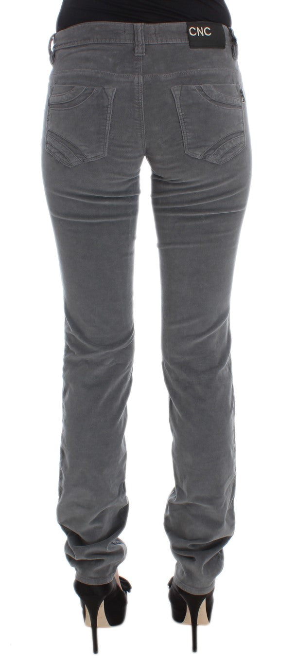 Costume National Gray Cotton Super Slim Corduroys Jeans Costume National