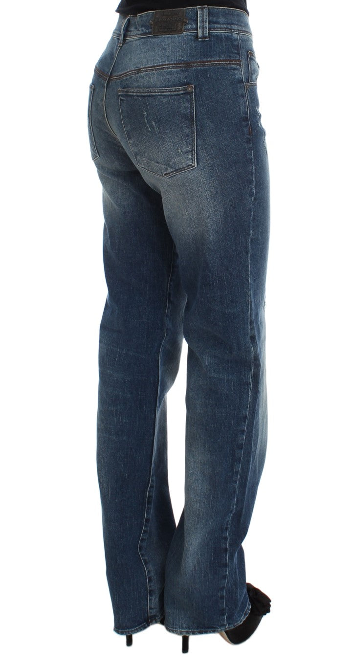 Ermanno Scervino Blue Wash Cotton Blend Slim Fit Jeans Ermanno Scervino