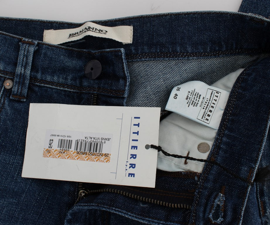 Ermanno Scervino Blue Wash Cotton Blend Slim Fit Jeans Ermanno Scervino