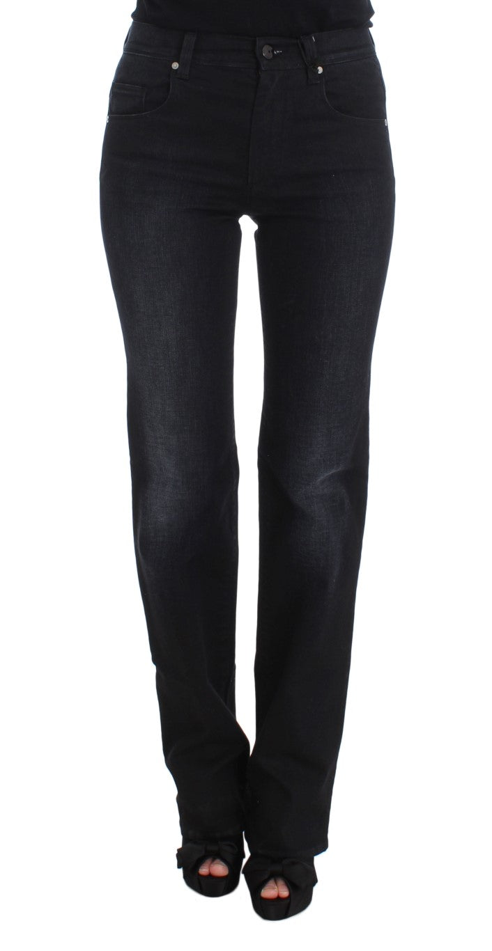 Ermanno Scervino Blue Cotton Blend Slim Fit Bootcut Jeans Ermanno Scervino