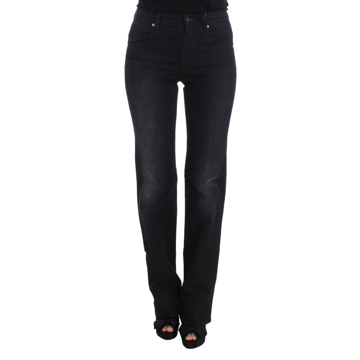 Ermanno Scervino Blue Cotton Blend Slim Fit Bootcut Jeans
