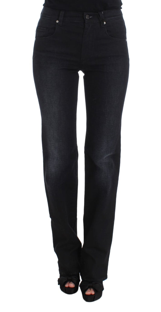 Ermanno Scervino Blue Cotton Blend Slim Fit Bootcut Jeans Ermanno Scervino