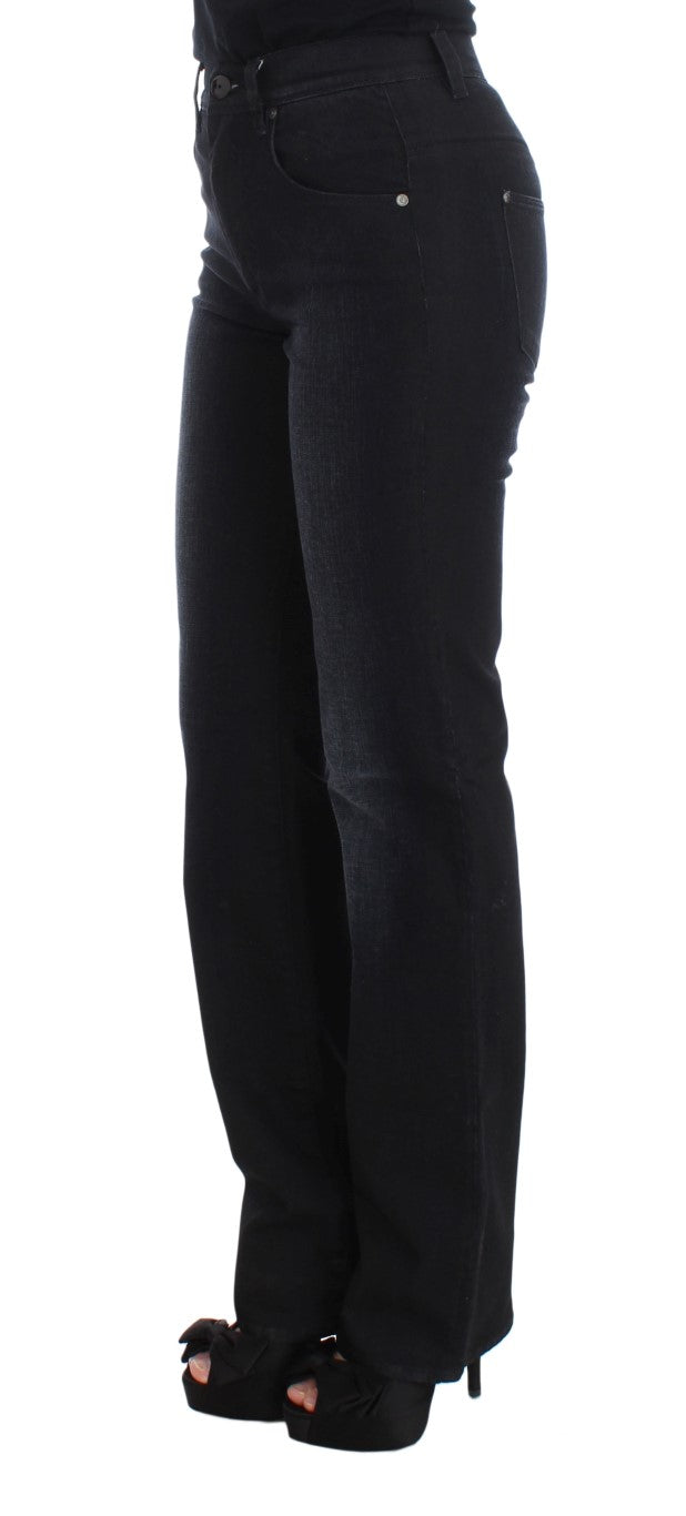 Ermanno Scervino Blue Cotton Blend Slim Fit Bootcut Jeans Ermanno Scervino