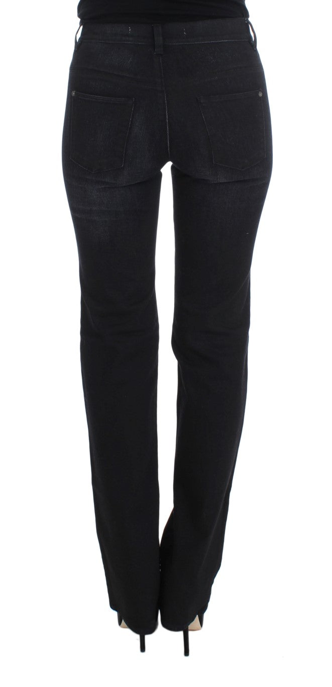 Ermanno Scervino Blue Cotton Blend Slim Fit Bootcut Jeans Ermanno Scervino