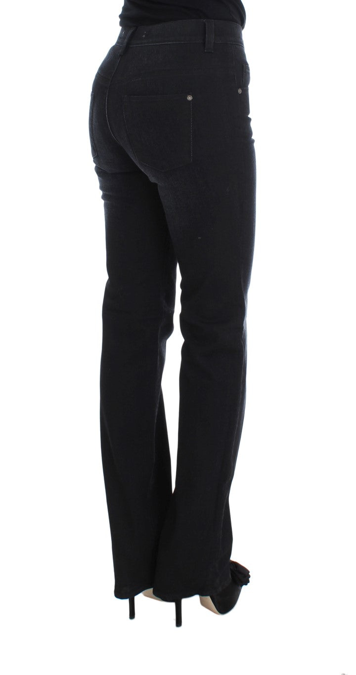 Ermanno Scervino Blue Cotton Blend Slim Fit Bootcut Jeans Ermanno Scervino