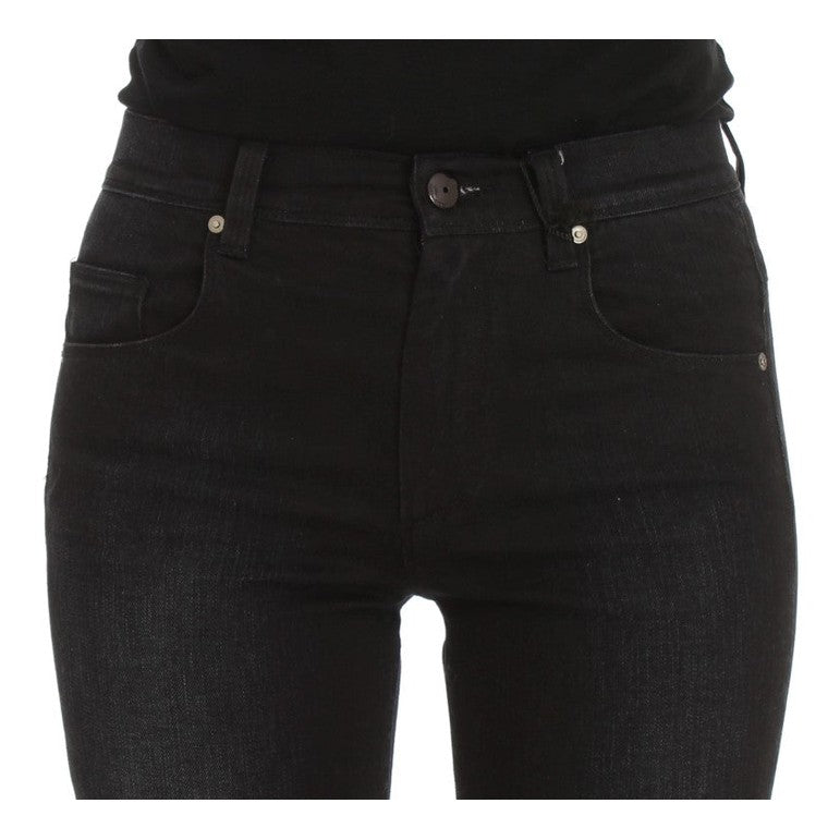 Ermanno Scervino Blue Cotton Blend Slim Fit Bootcut Jeans