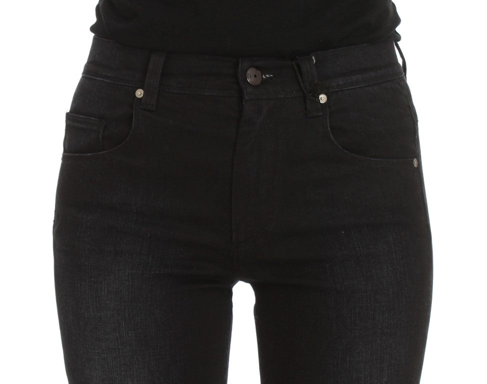 Ermanno Scervino Blue Cotton Blend Slim Fit Bootcut Jeans Ermanno Scervino