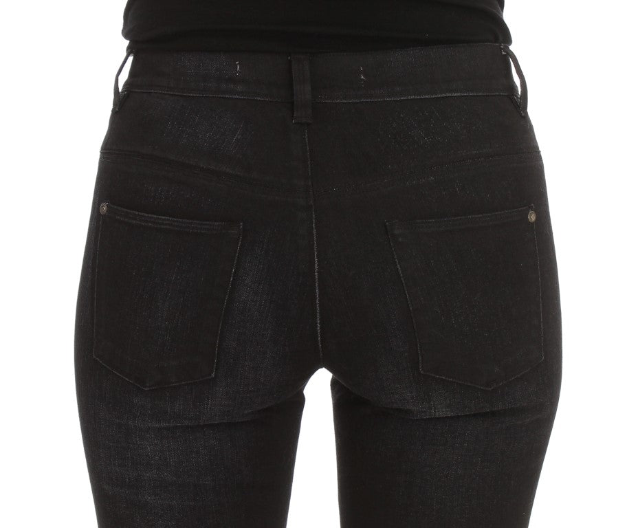 Ermanno Scervino Blue Cotton Blend Slim Fit Bootcut Jeans Ermanno Scervino