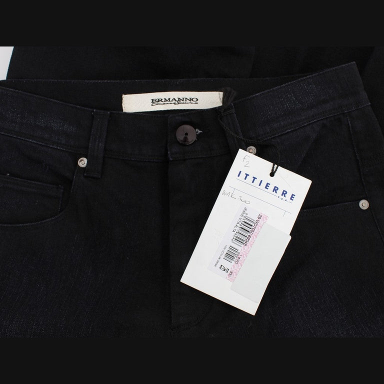 Ermanno Scervino Blue Cotton Blend Slim Fit Bootcut Jeans