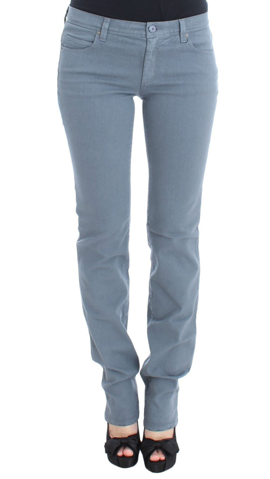 Ermanno Scervino Blue Cotton Blend Slim Fit Bootcut Jeans Ermanno Scervino