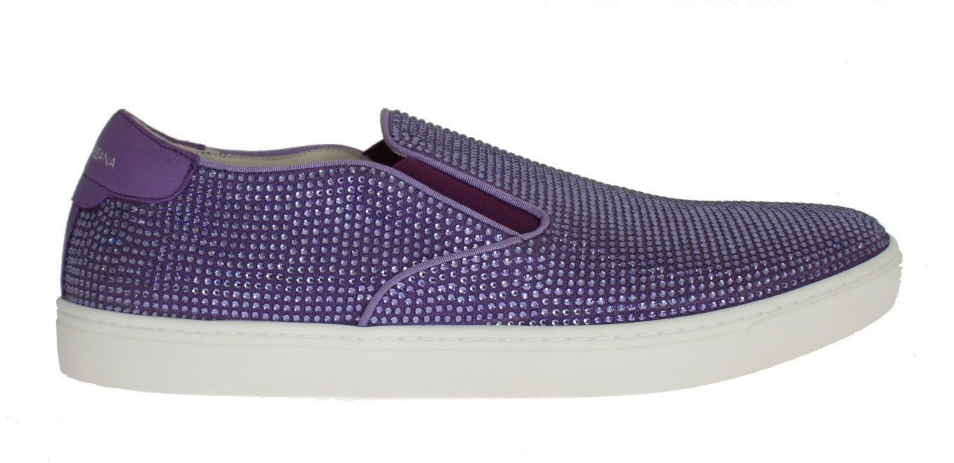 Dolce & Gabbana Purple Strass Canvas Logo Sneakers Dolce & Gabbana