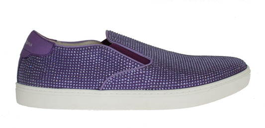 Dolce & Gabbana Purple Strass Canvas Logo Sneakers Dolce & Gabbana